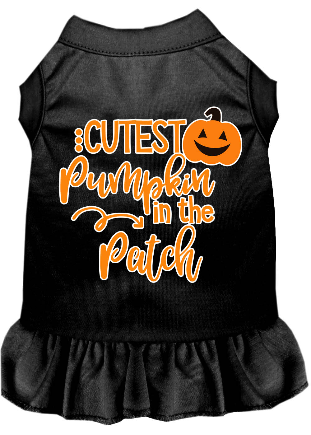 Cutest Pumpkin in the Patch Screen Print Dog Dress Black Lg